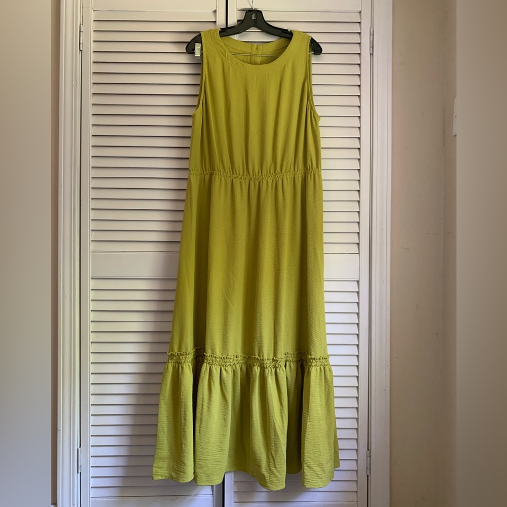 Sleeveless Chartreuse Green Maxi Dress
